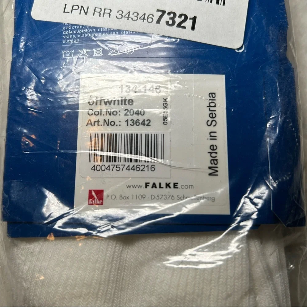 Falke Girls Off White Ribbed Tights 4-6 NEW